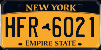 NY license plate HFR6021