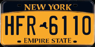 NY license plate HFR6110