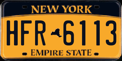 NY license plate HFR6113