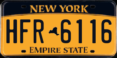 NY license plate HFR6116