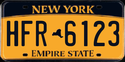 NY license plate HFR6123