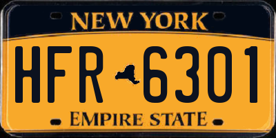 NY license plate HFR6301