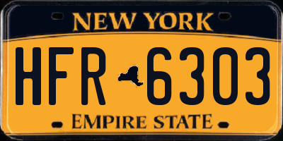 NY license plate HFR6303