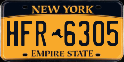 NY license plate HFR6305