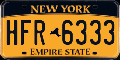 NY license plate HFR6333