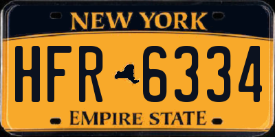 NY license plate HFR6334