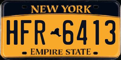 NY license plate HFR6413