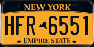NY license plate HFR6551