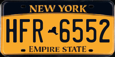 NY license plate HFR6552