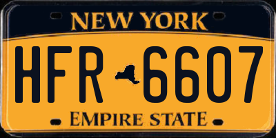NY license plate HFR6607