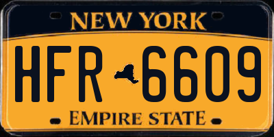 NY license plate HFR6609