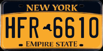 NY license plate HFR6610