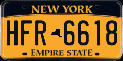 NY license plate HFR6618