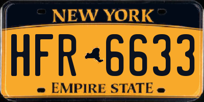NY license plate HFR6633