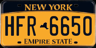 NY license plate HFR6650