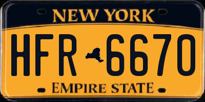 NY license plate HFR6670