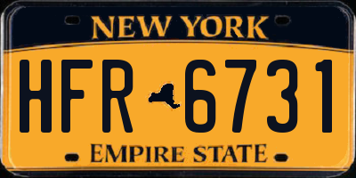 NY license plate HFR6731