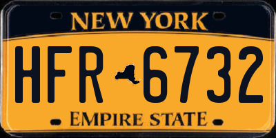 NY license plate HFR6732