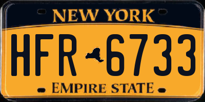 NY license plate HFR6733