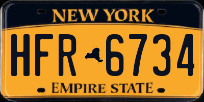 NY license plate HFR6734