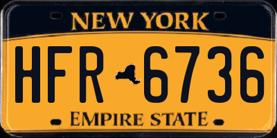 NY license plate HFR6736