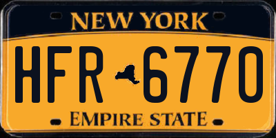 NY license plate HFR6770