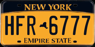 NY license plate HFR6777