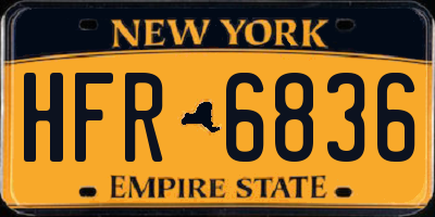 NY license plate HFR6836