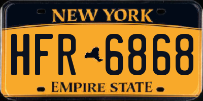 NY license plate HFR6868