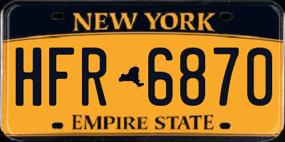 NY license plate HFR6870