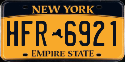 NY license plate HFR6921
