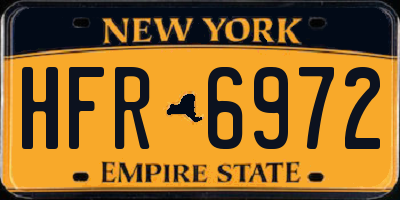 NY license plate HFR6972