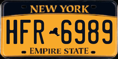 NY license plate HFR6989