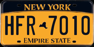 NY license plate HFR7010