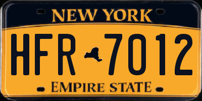 NY license plate HFR7012