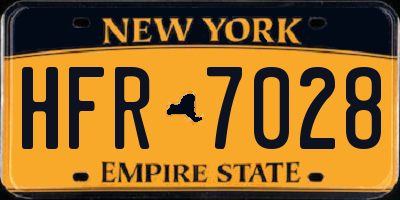 NY license plate HFR7028