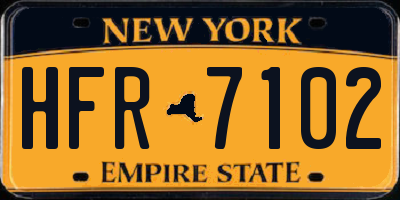 NY license plate HFR7102