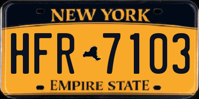 NY license plate HFR7103