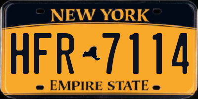 NY license plate HFR7114