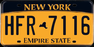NY license plate HFR7116