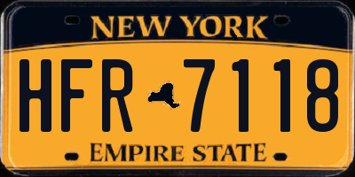 NY license plate HFR7118