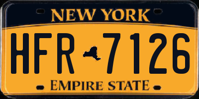 NY license plate HFR7126