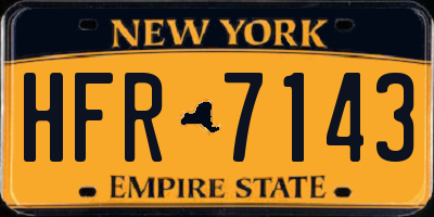 NY license plate HFR7143