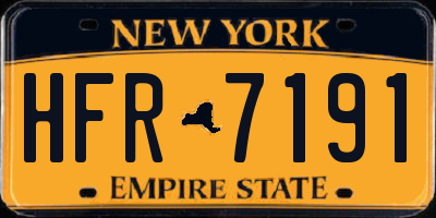 NY license plate HFR7191