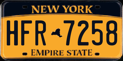 NY license plate HFR7258