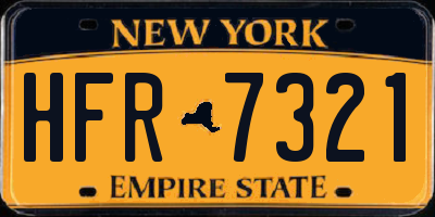NY license plate HFR7321
