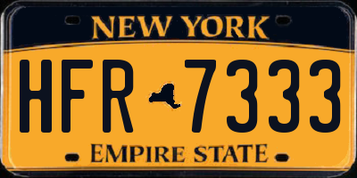 NY license plate HFR7333