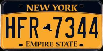 NY license plate HFR7344