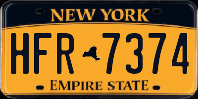 NY license plate HFR7374