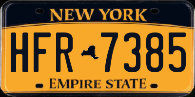 NY license plate HFR7385